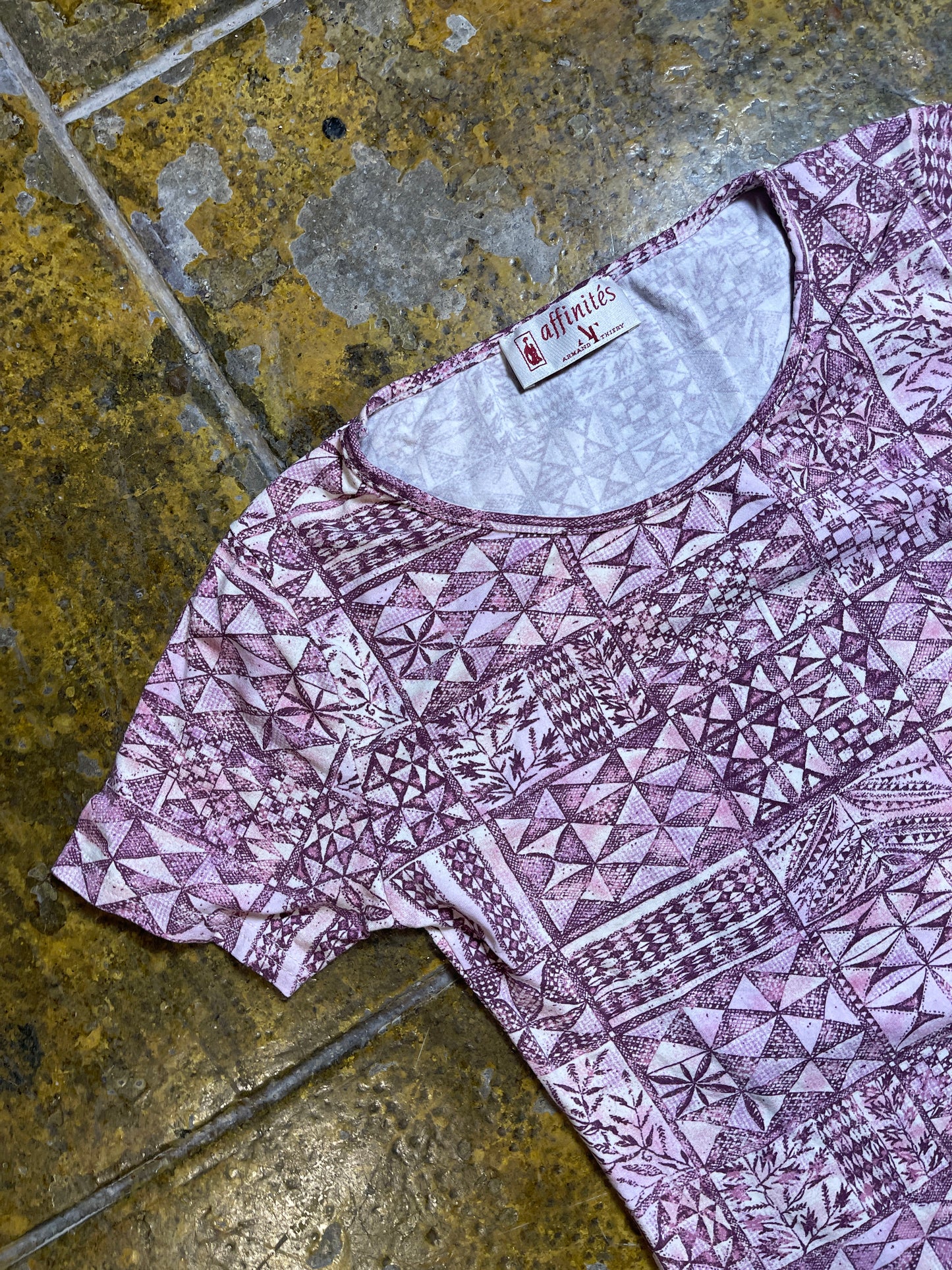 Armand Thiery Short Sleeve Top Pink Purple 2000s y2k - S