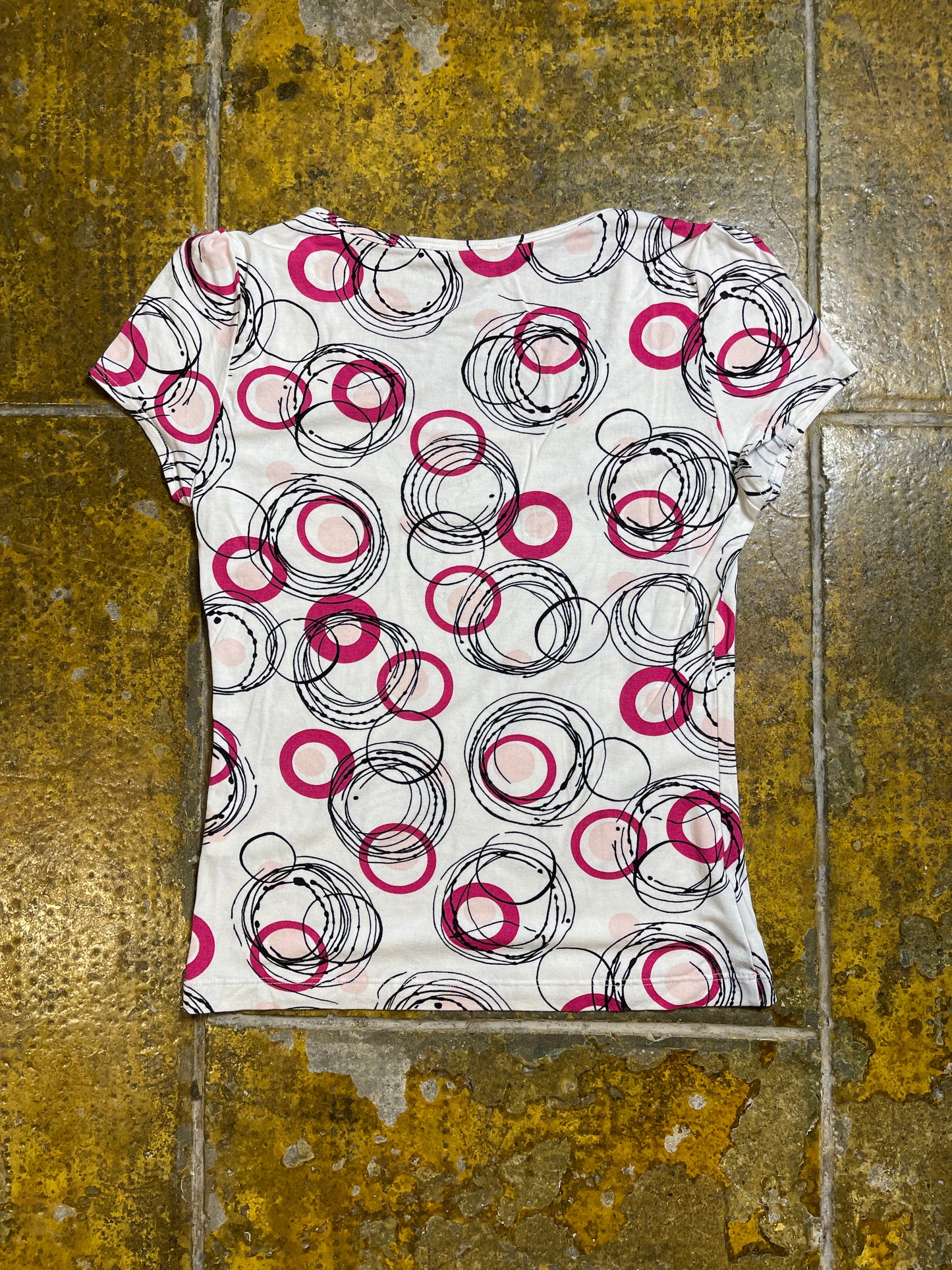 Burton Short Sleeve Top White Pink 2000s y2k - S