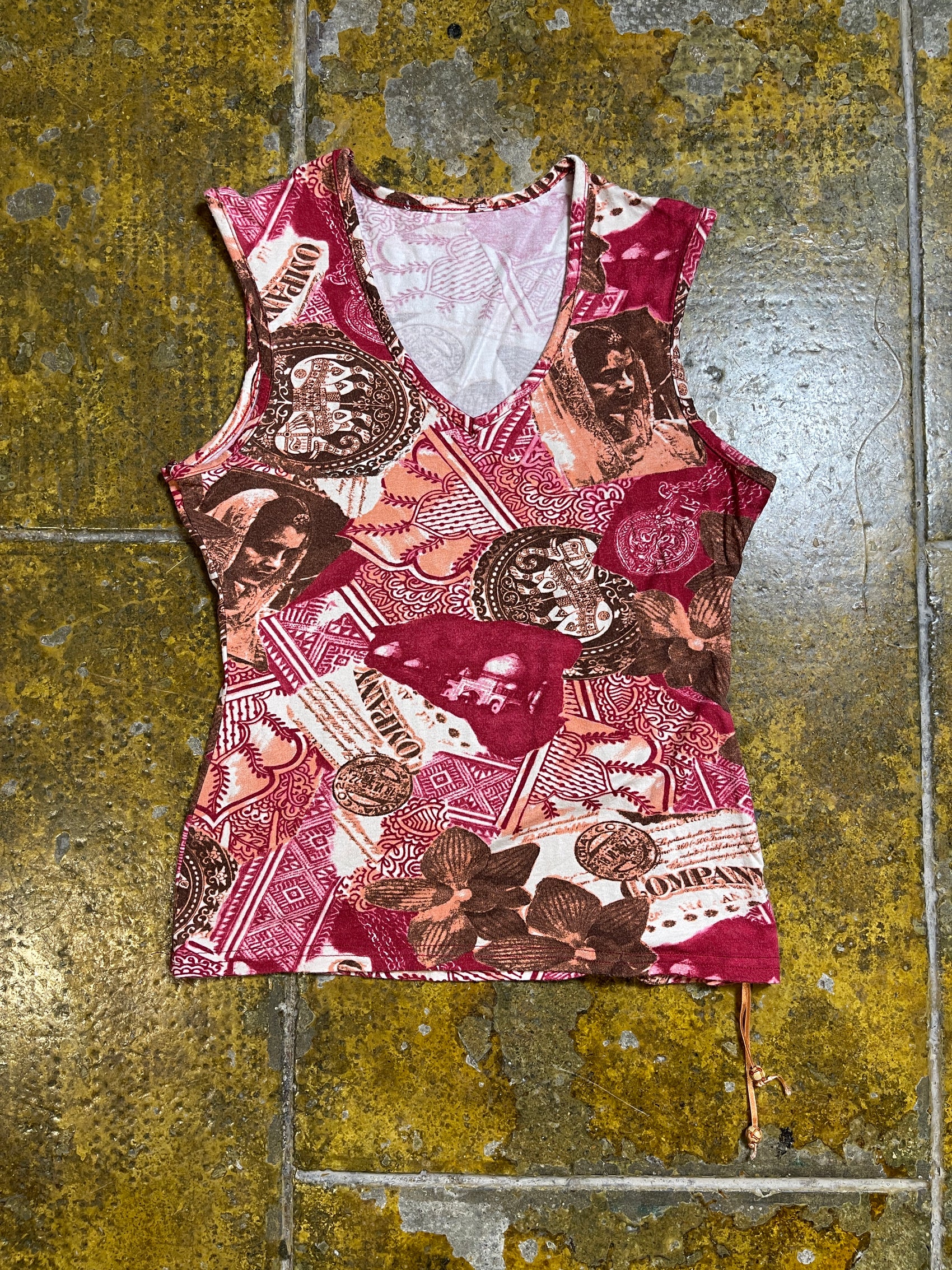 Patrice Breal Sleeveless Top Red Brown 2000s y2k - M