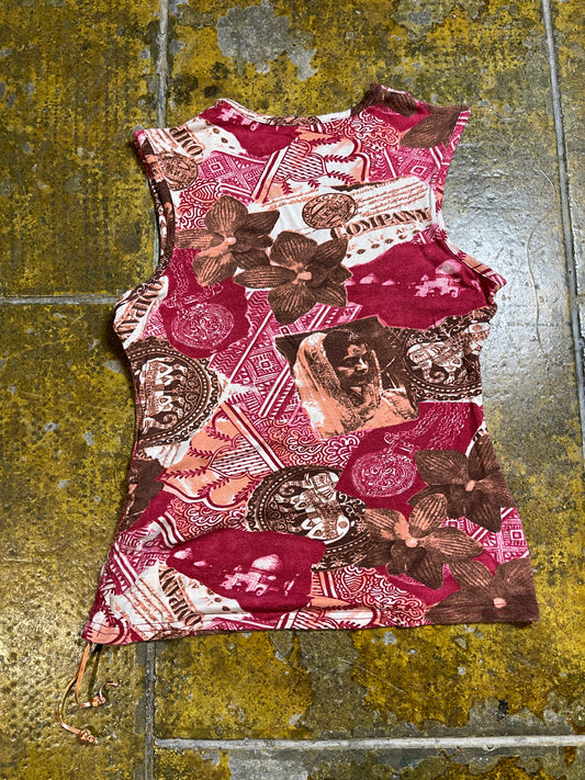 Patrice Breal Sleeveless Top Red Brown 2000s y2k - M