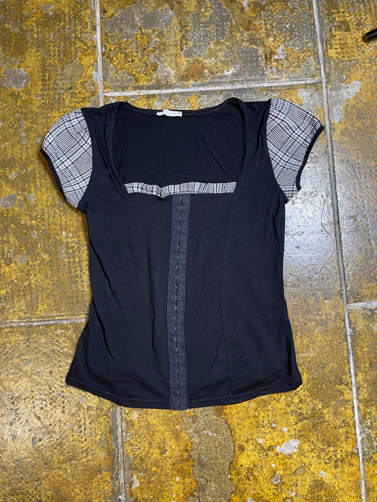 Patrice Breal Short Sleeve Top Black White 2000s y2k - M