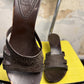 2000s Fendi Stampede Wooden High Heel Mules Y2k Brown - 38