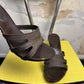 2000s Fendi Stampede Wooden High Heel Mules Y2k Brown - 38