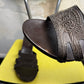 2000s Fendi Stampede Wooden High Heel Mules Y2k Brown - 38