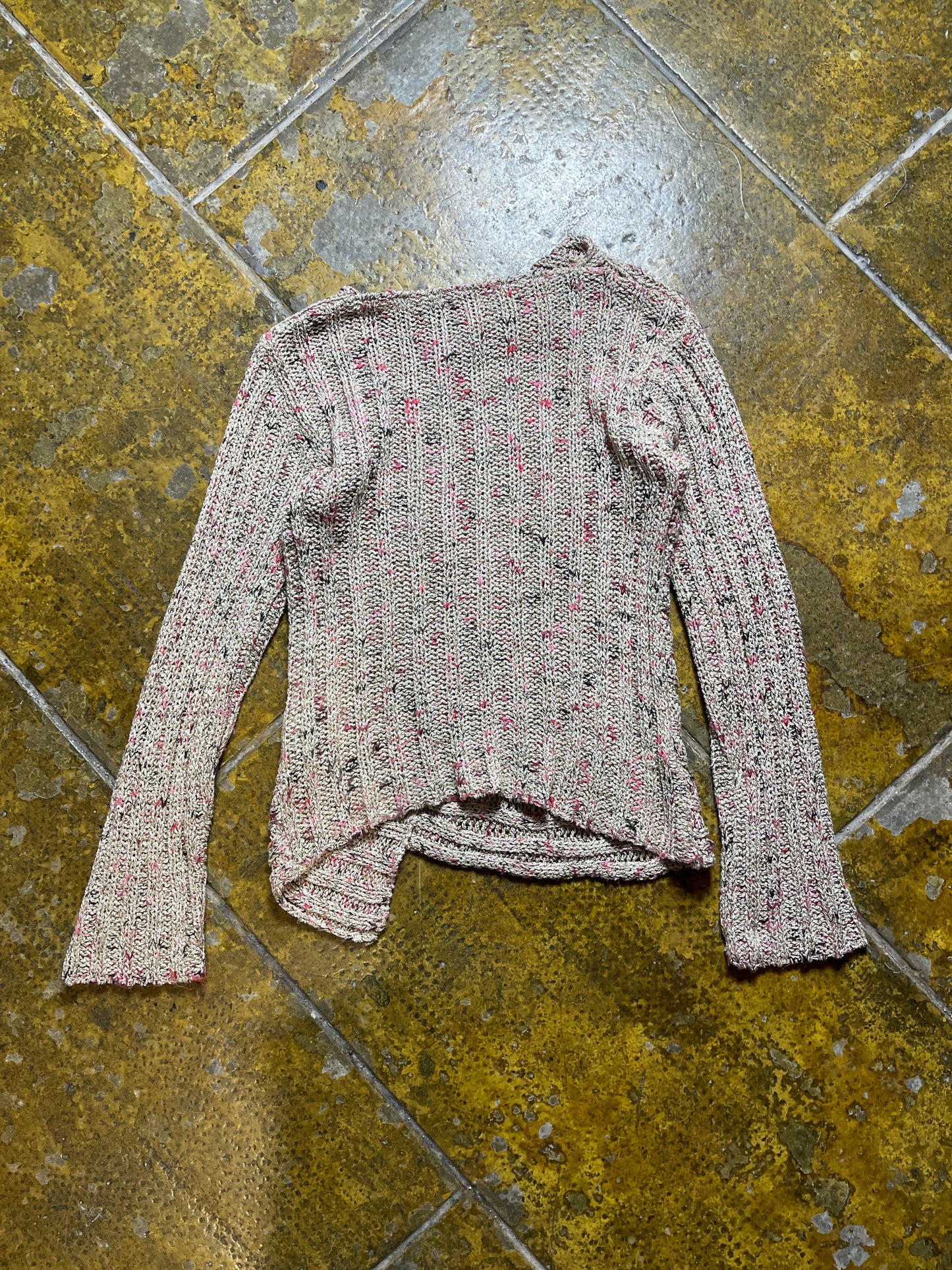 Patrice Breal Knitted Summer Sweatshirt Beige Pink 2000s y2k - S