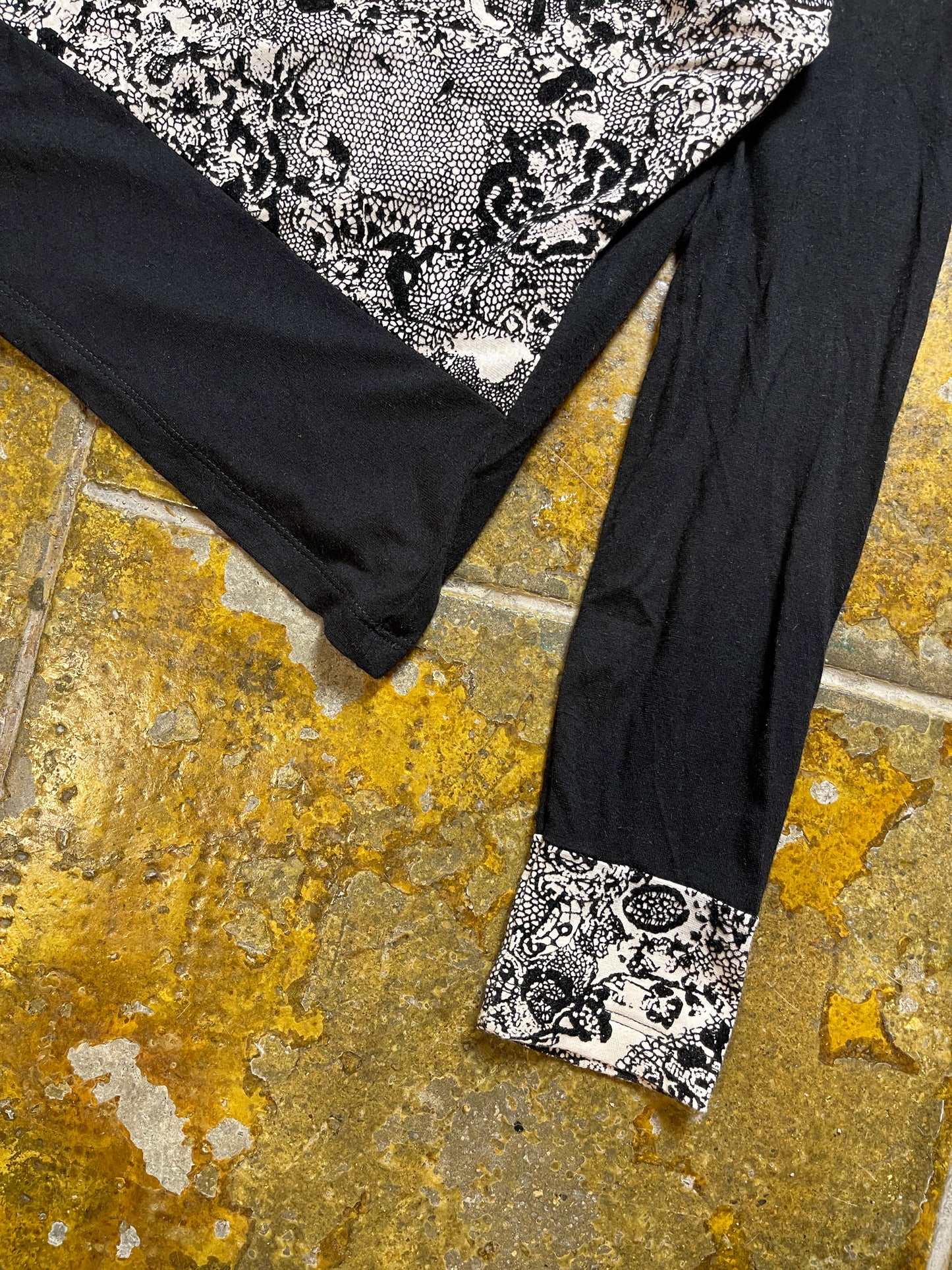 Jacqueline Riu Long Sleeve Top Black White 2000s y2k - S