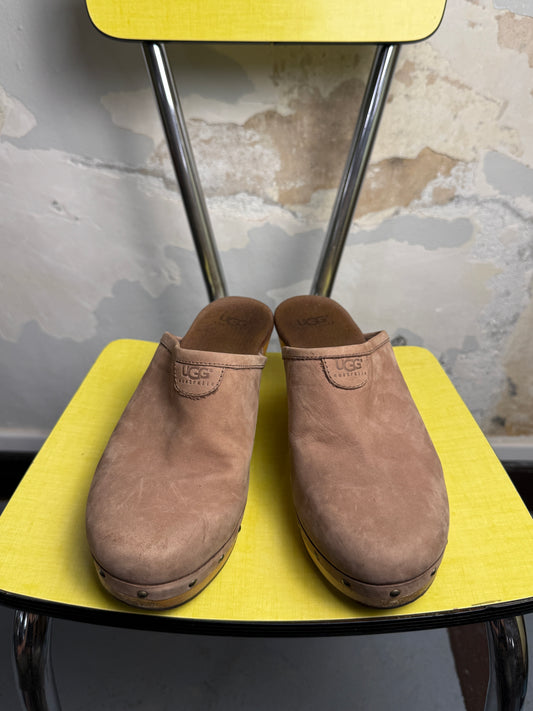2000s UGG Australia Abbie Clog Suede Leather Brown - 39