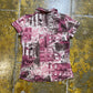 Short Sleeve Top Brown Pink 2000s y2k - M/L