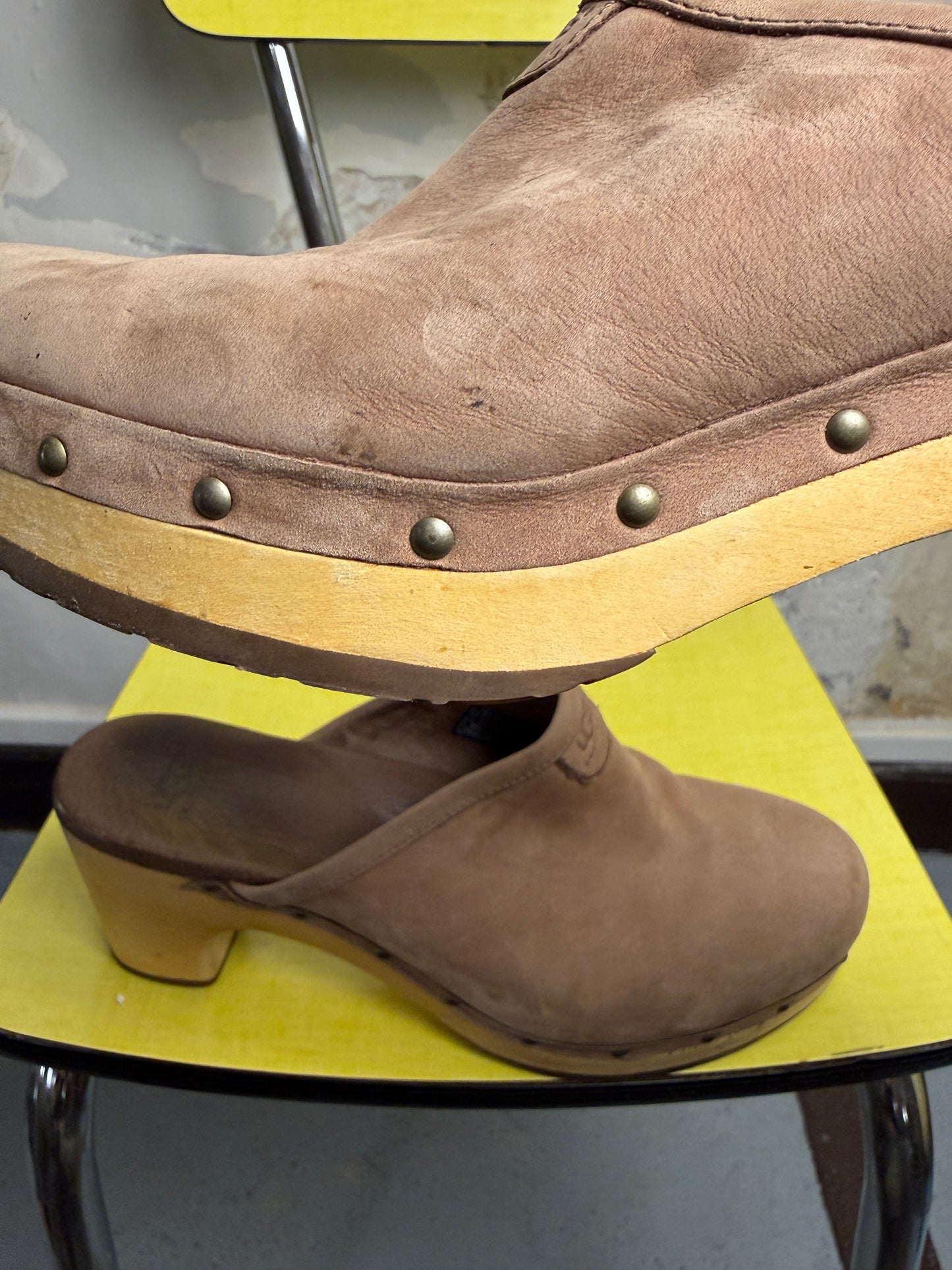 2000s UGG Australia Abbie Clog Suede Leather Brown - 39