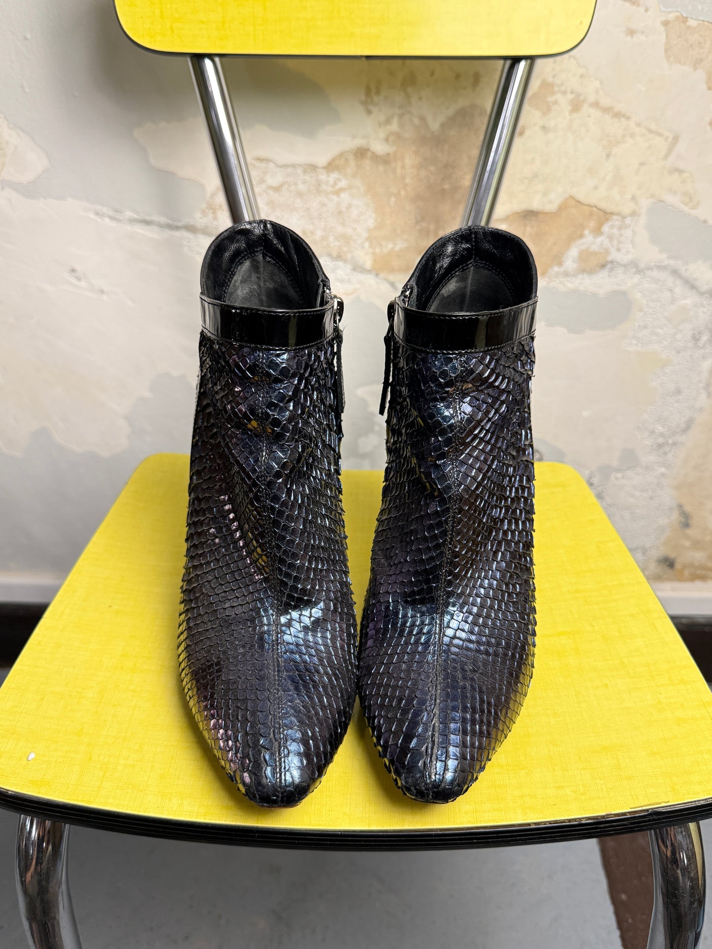 Y2k Alexander McQueen Iridescent Python Platform Heels Night Blue/Purple - 36