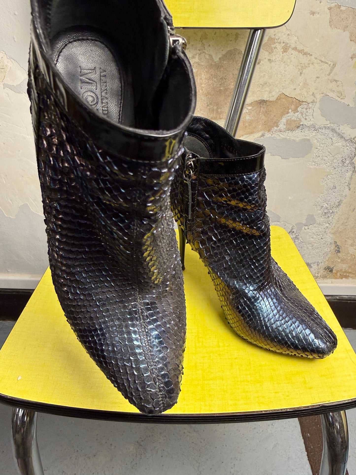 Y2k Alexander McQueen Iridescent Python Platform Heels Night Blue/Purple - 36