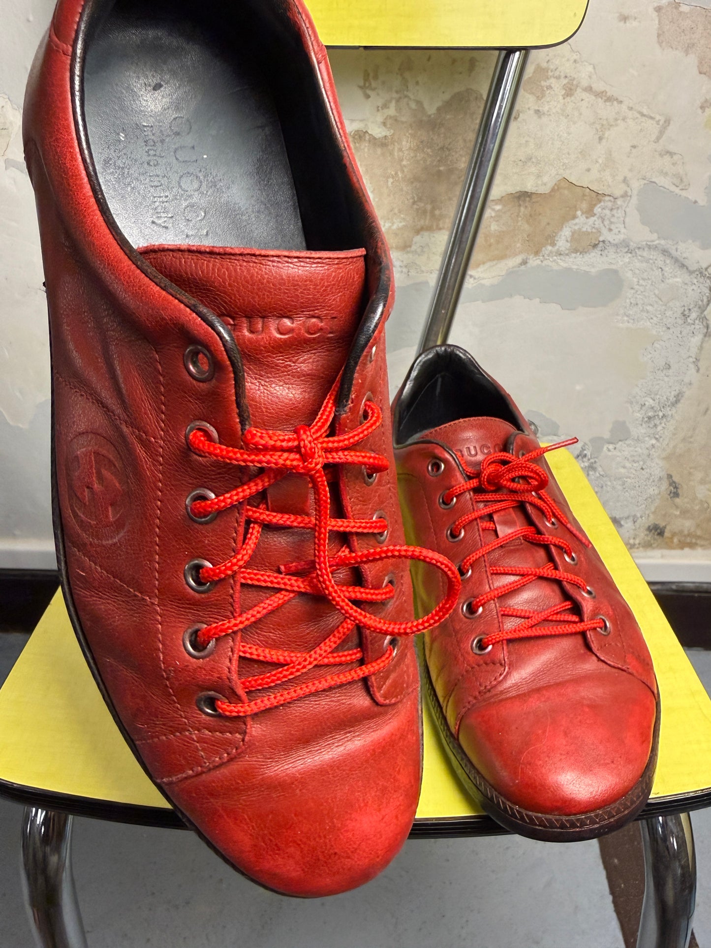 Gucci Miro Soft Leather Low Sneakers Red - 42