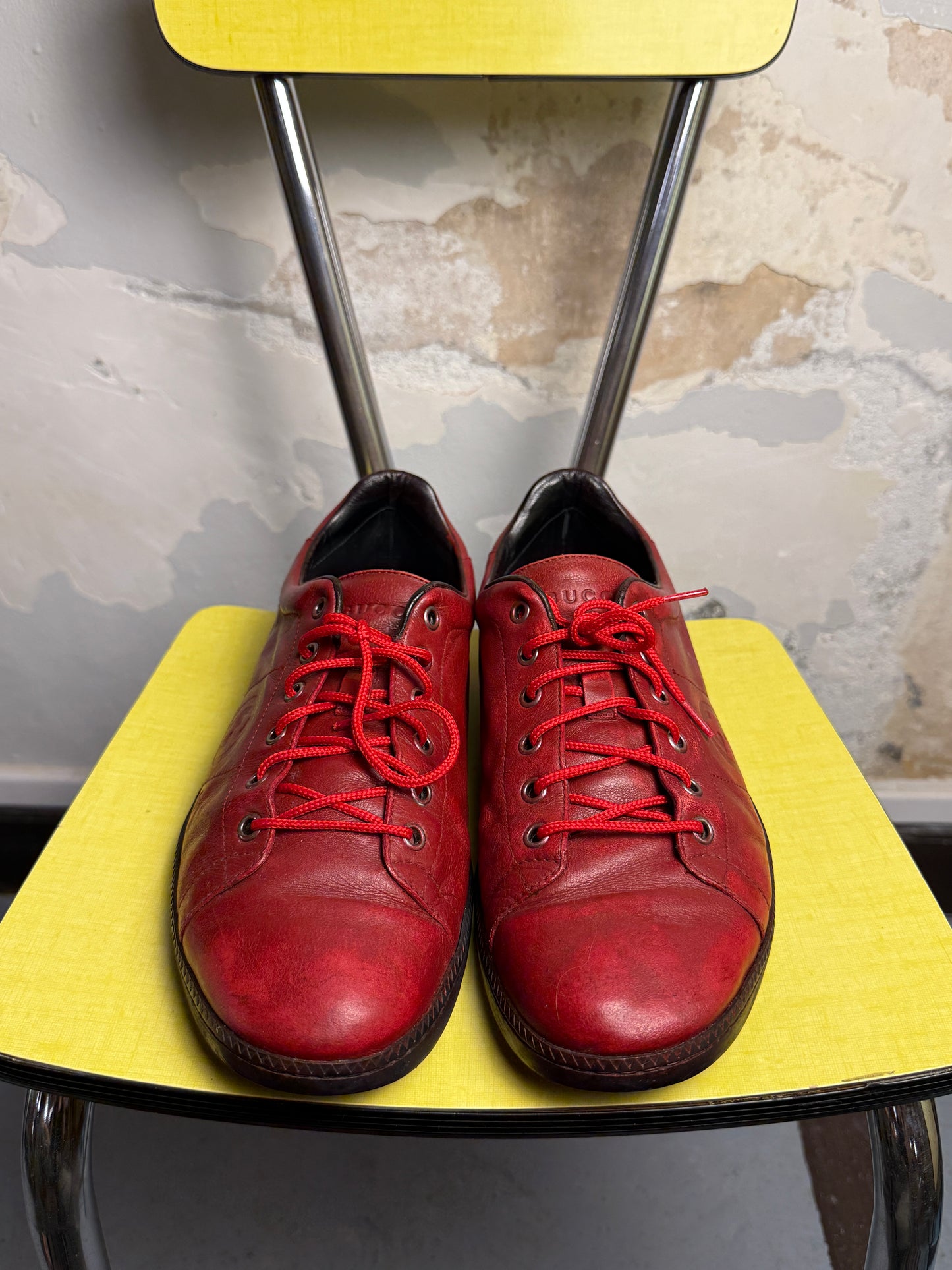 Gucci Miro Soft Leather Low Sneakers Red - 42