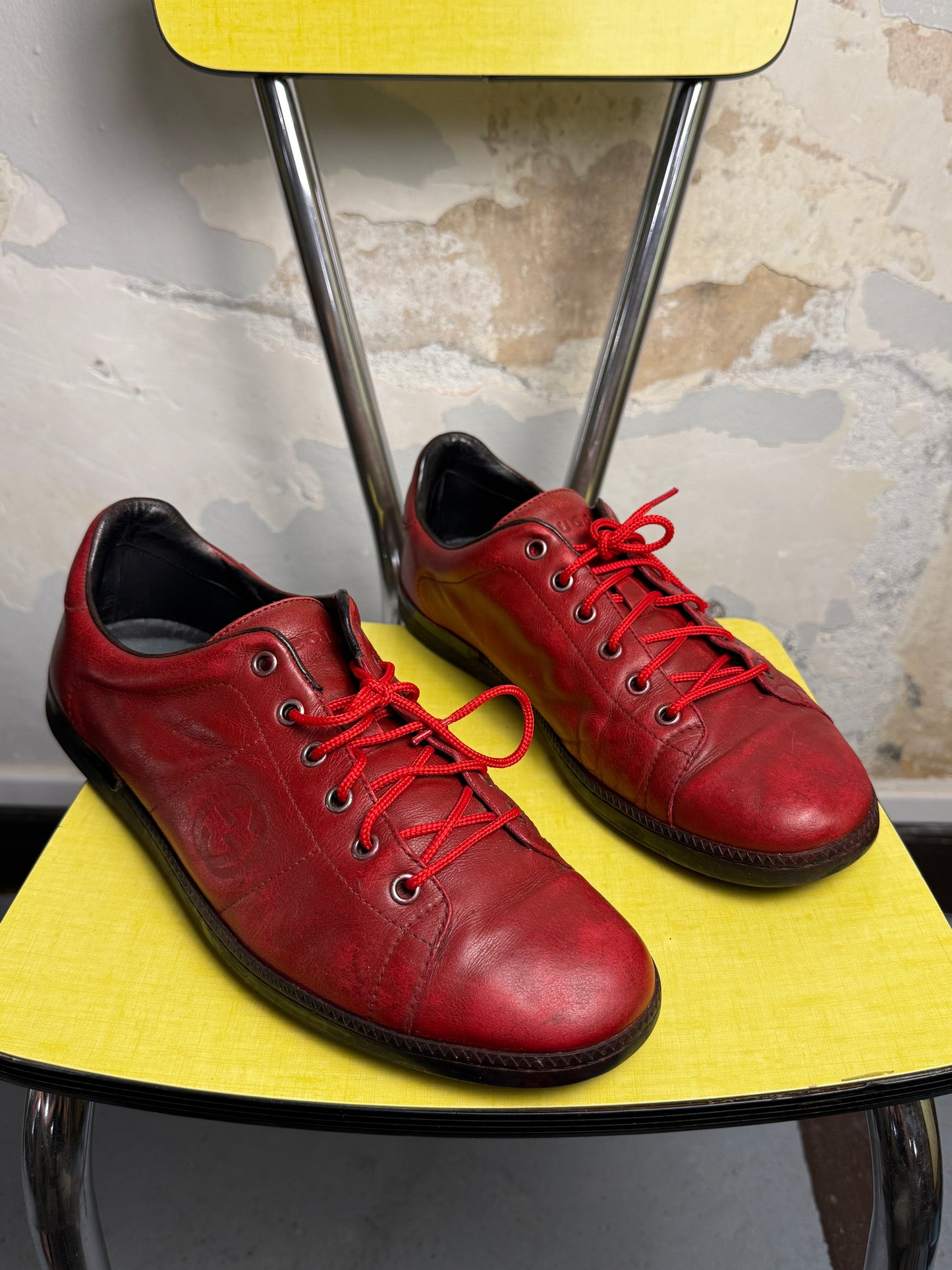 Gucci Miro Soft Leather Low Sneakers Red - 42