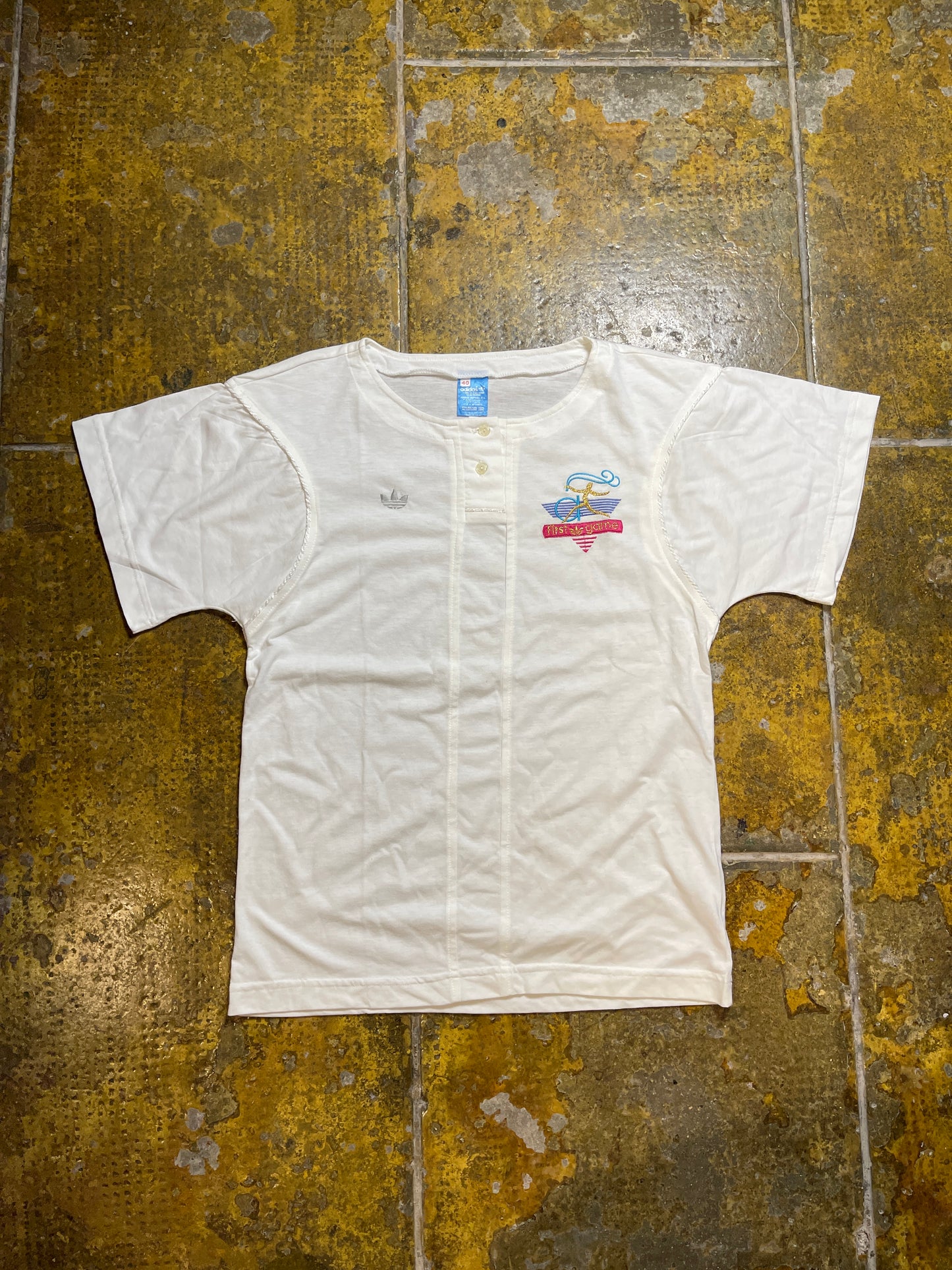 Vintage Adidas Short Sleeve Top White 1970s - L