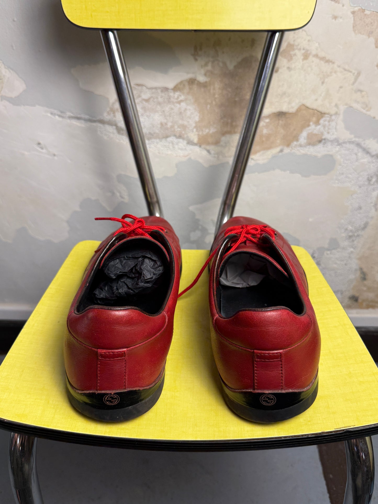 Gucci Miro Soft Leather Low Sneakers Red - 42