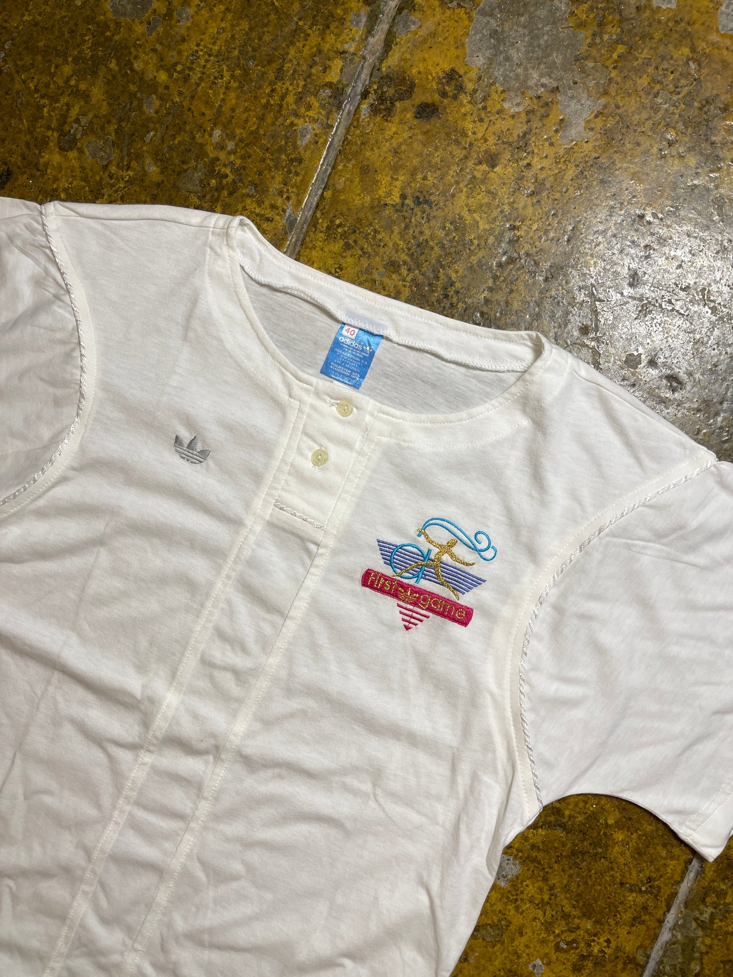 Vintage Adidas Short Sleeve Top White 1970s - L