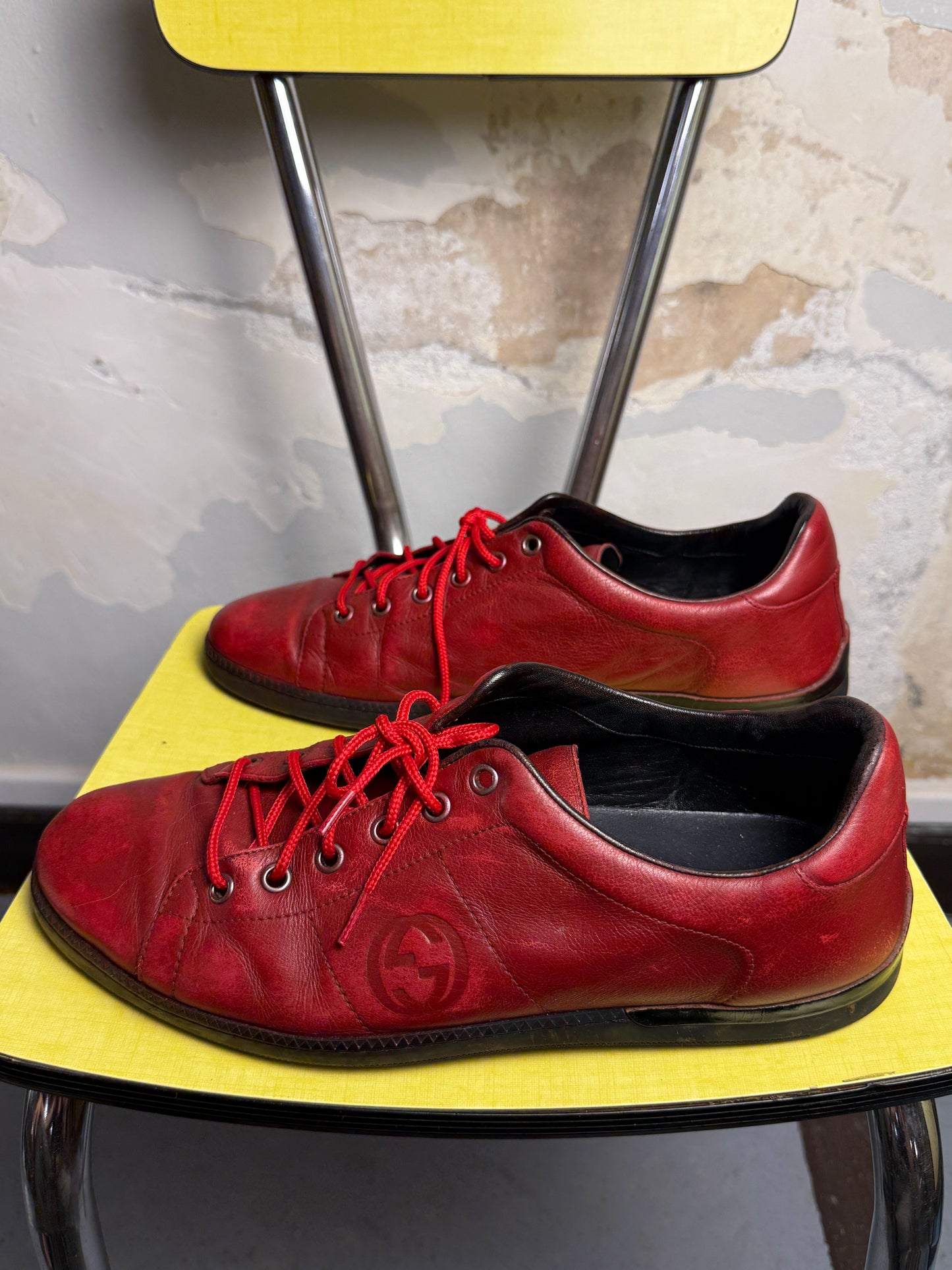 Gucci Miro Soft Leather Low Sneakers Red - 42