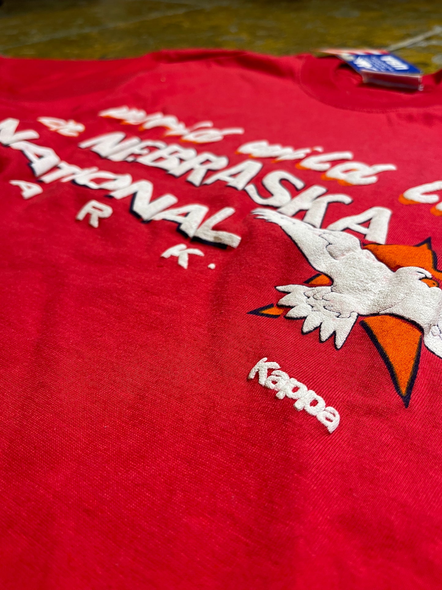 Vintage Kappa Sport USA Nebraska National Park 1980s Red Deadstock - S/M