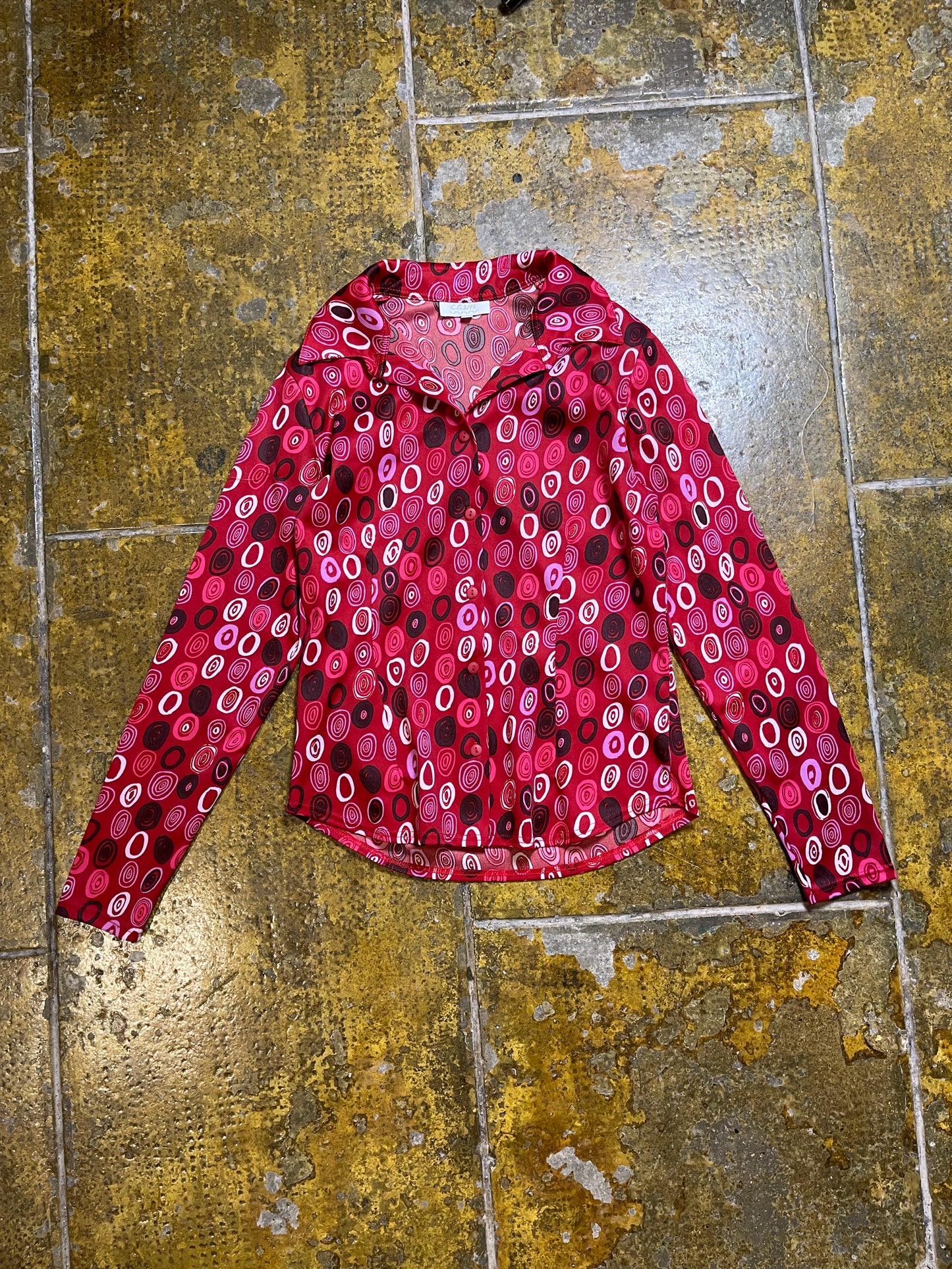 Etam Long Sleeve Top Red 2000s y2k - L