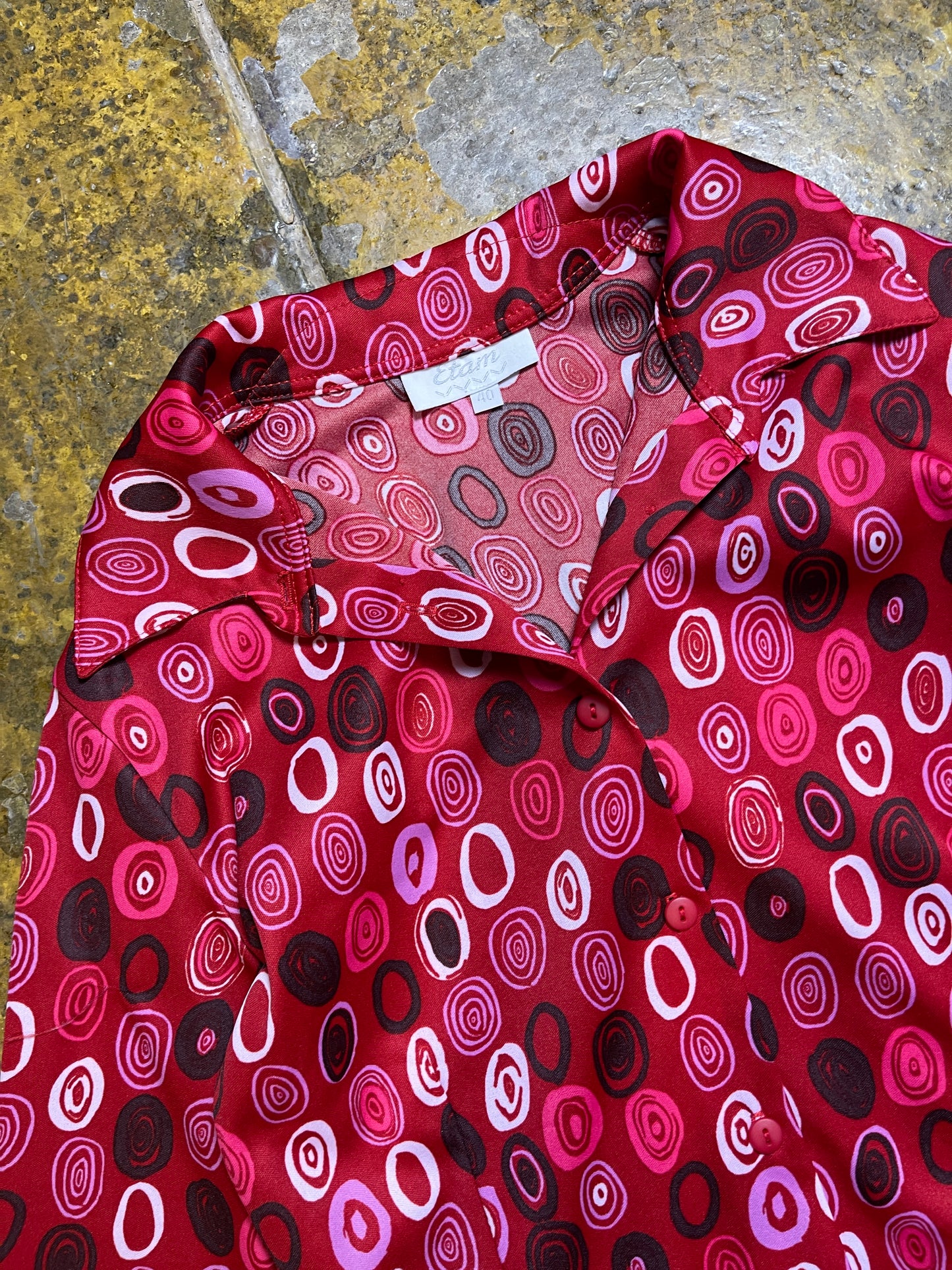 Etam Long Sleeve Top Red 2000s y2k - L