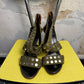 Y2k Giuseppe Zanotti Studded Canvas Strappy Sandals Khaki Green - 38