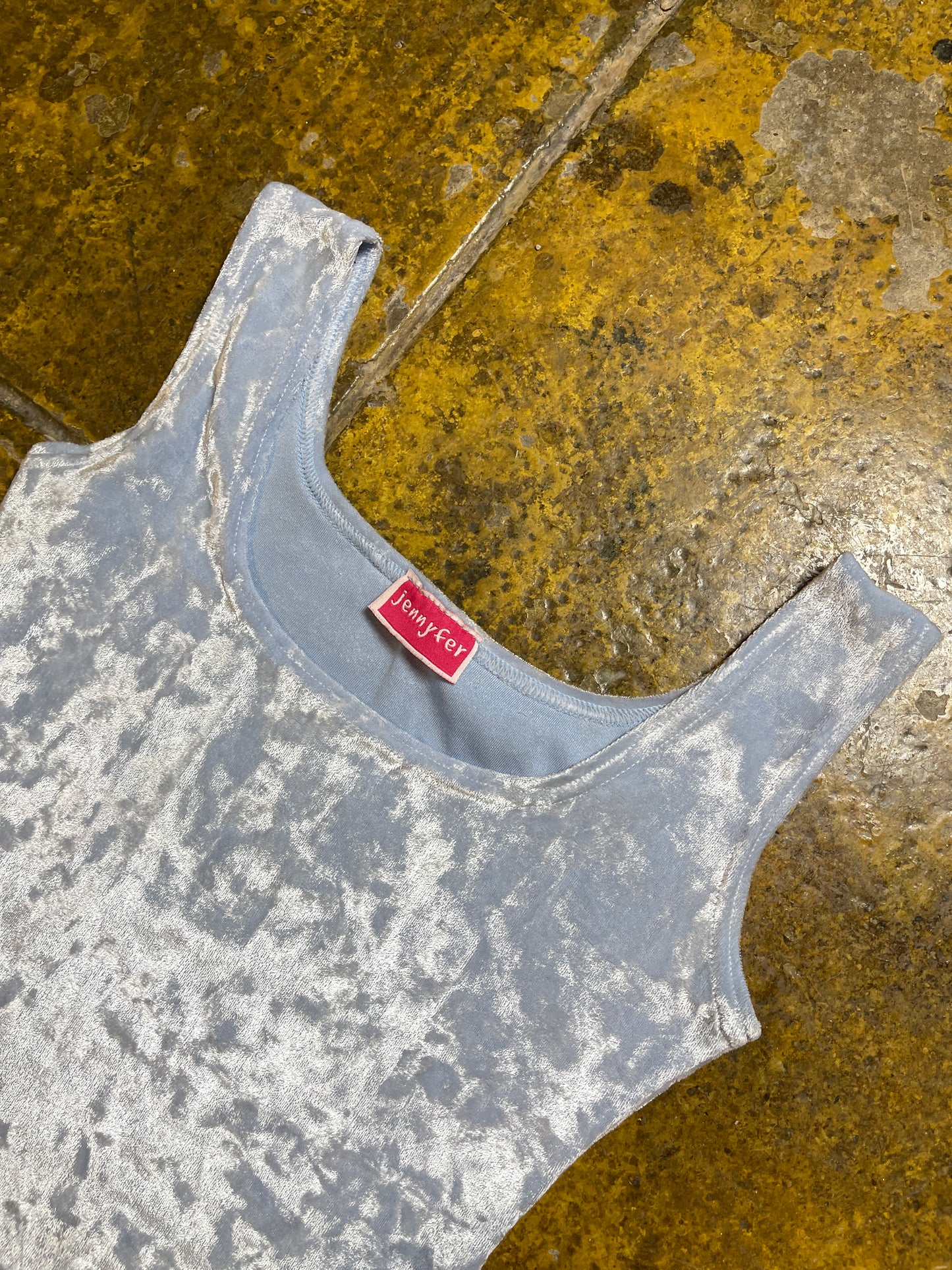 Jennyfer Sleeveless Velur Top Baby Blue 2000s y2k - XS