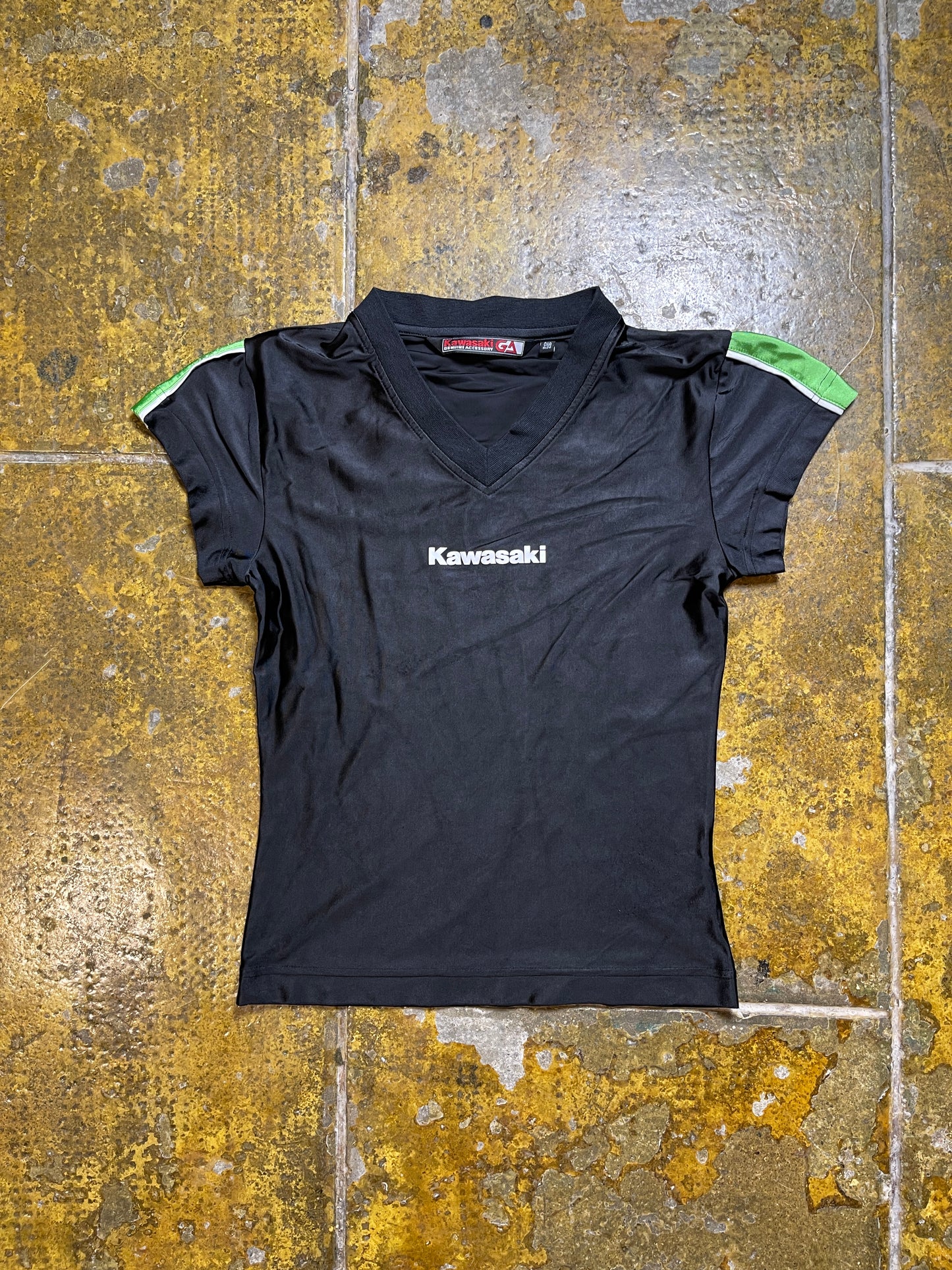 Kawasaki Sport Short Sleeve Top Racing Black 2000s y2k - M
