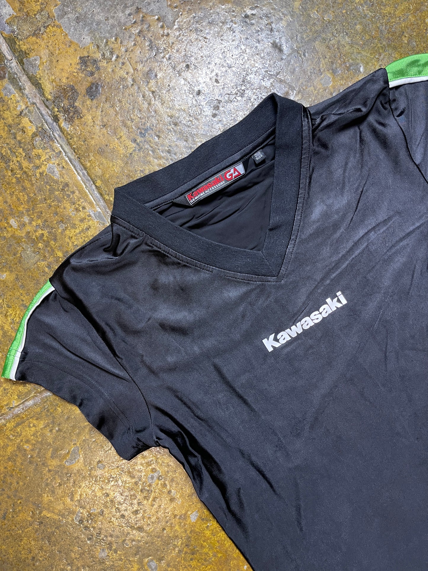 Kawasaki Sport Short Sleeve Top Racing Black 2000s y2k - M