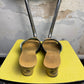 Early 2000s Von Dutch Flying Eyeball Engraved Wooden Clog Sandals Brown Blue - 40