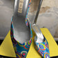 Vintage 2000s Dani Kitten Heels Geometric Rainbow Motif - 39