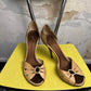 Vintage Giuseppe Zanotti Pleated Lizard-Embossed D'Orsay Pump Heels Early 2000s Beige - 37