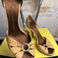 Vintage Giuseppe Zanotti Pleated Lizard-Embossed D'Orsay Pump Heels Early 2000s Beige - 37