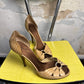 Vintage Giuseppe Zanotti Pleated Lizard-Embossed D'Orsay Pump Heels Early 2000s Beige - 37