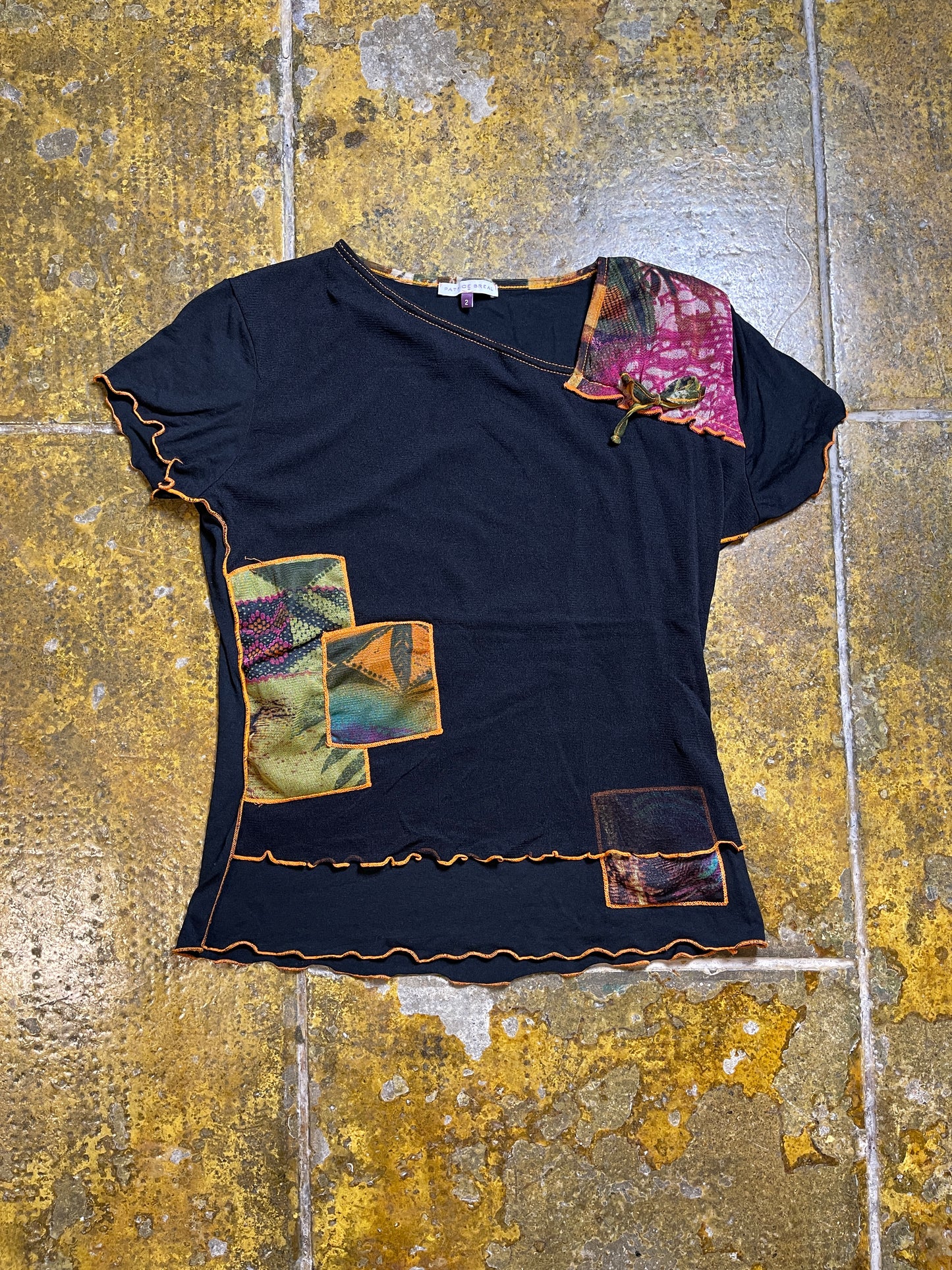 Patrice Breal Short Sleeve Top Black 2000s y2k - M
