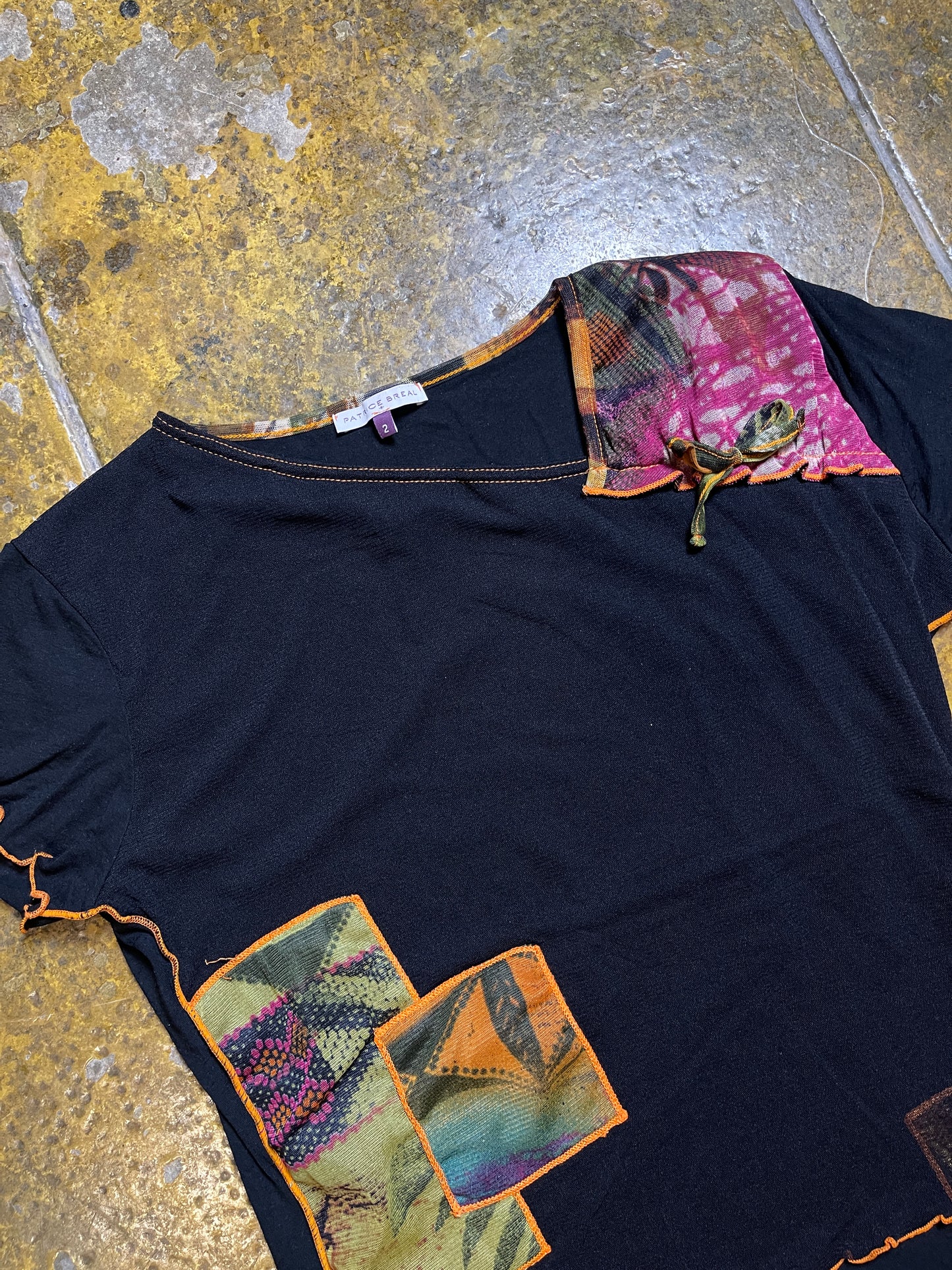 Patrice Breal Short Sleeve Top Black 2000s y2k - M