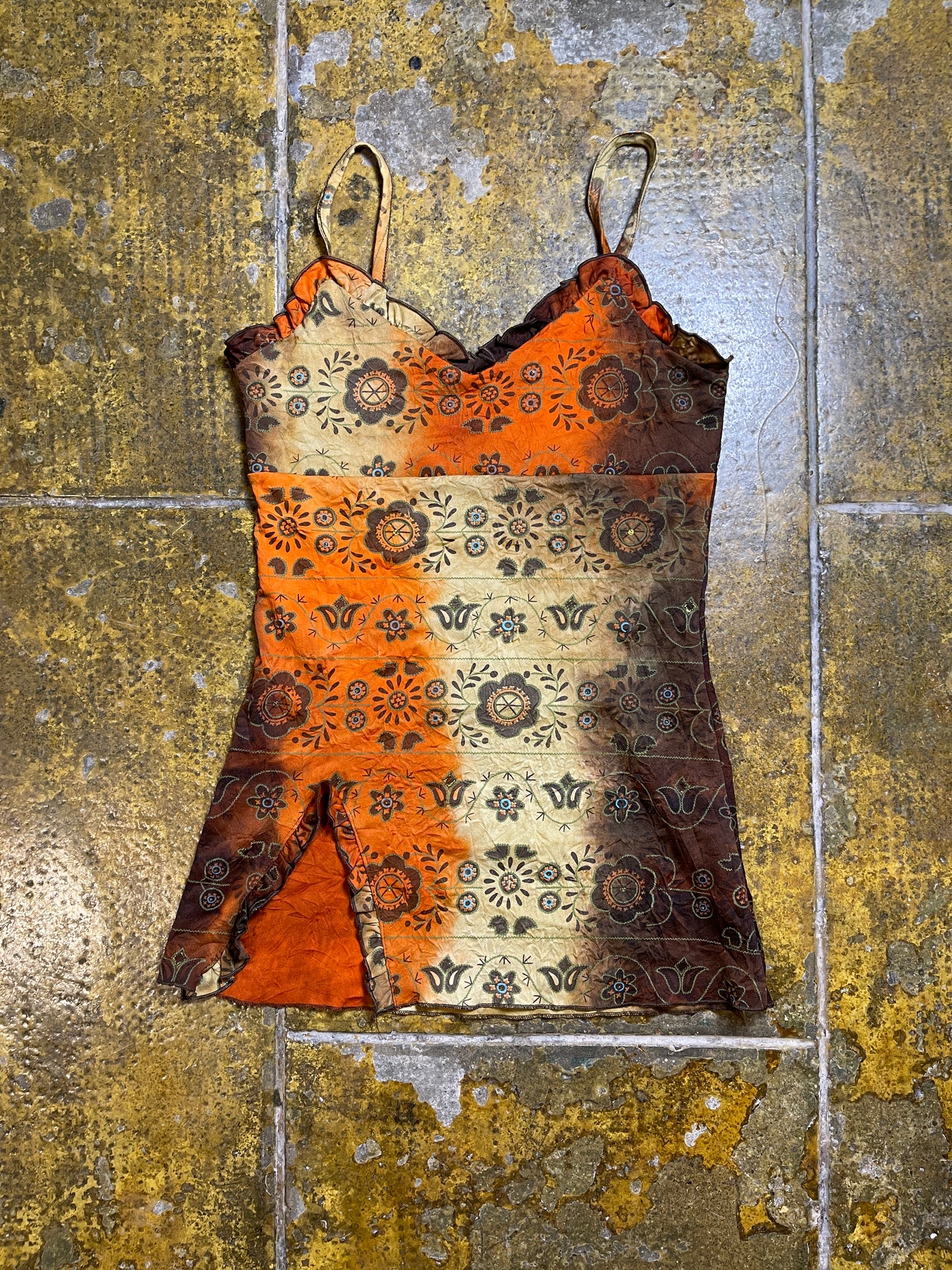 Cache Cache Sleeveless Top Brown Orange 2000s y2k - M