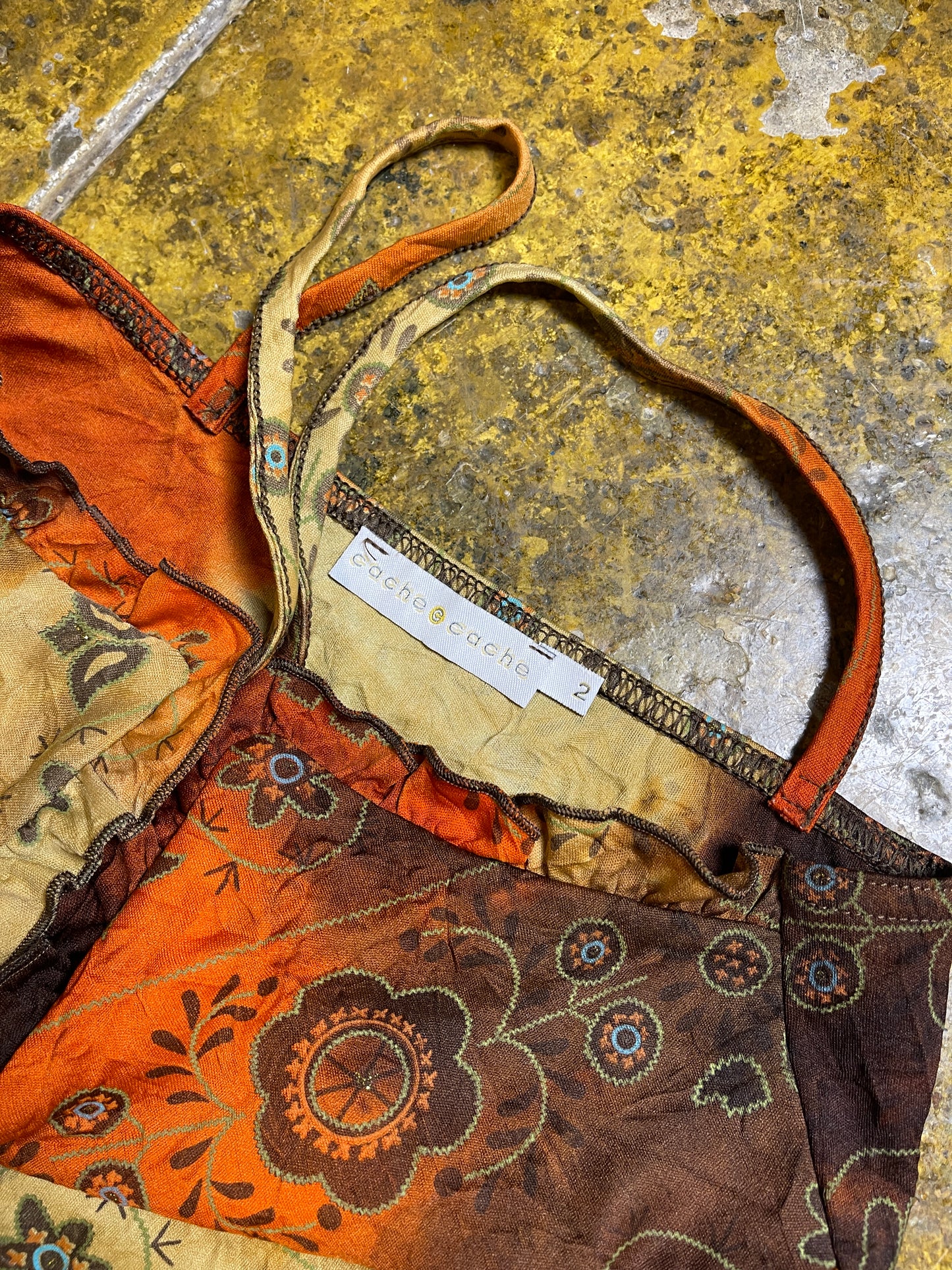 Cache Cache Sleeveless Top Brown Orange 2000s y2k - M
