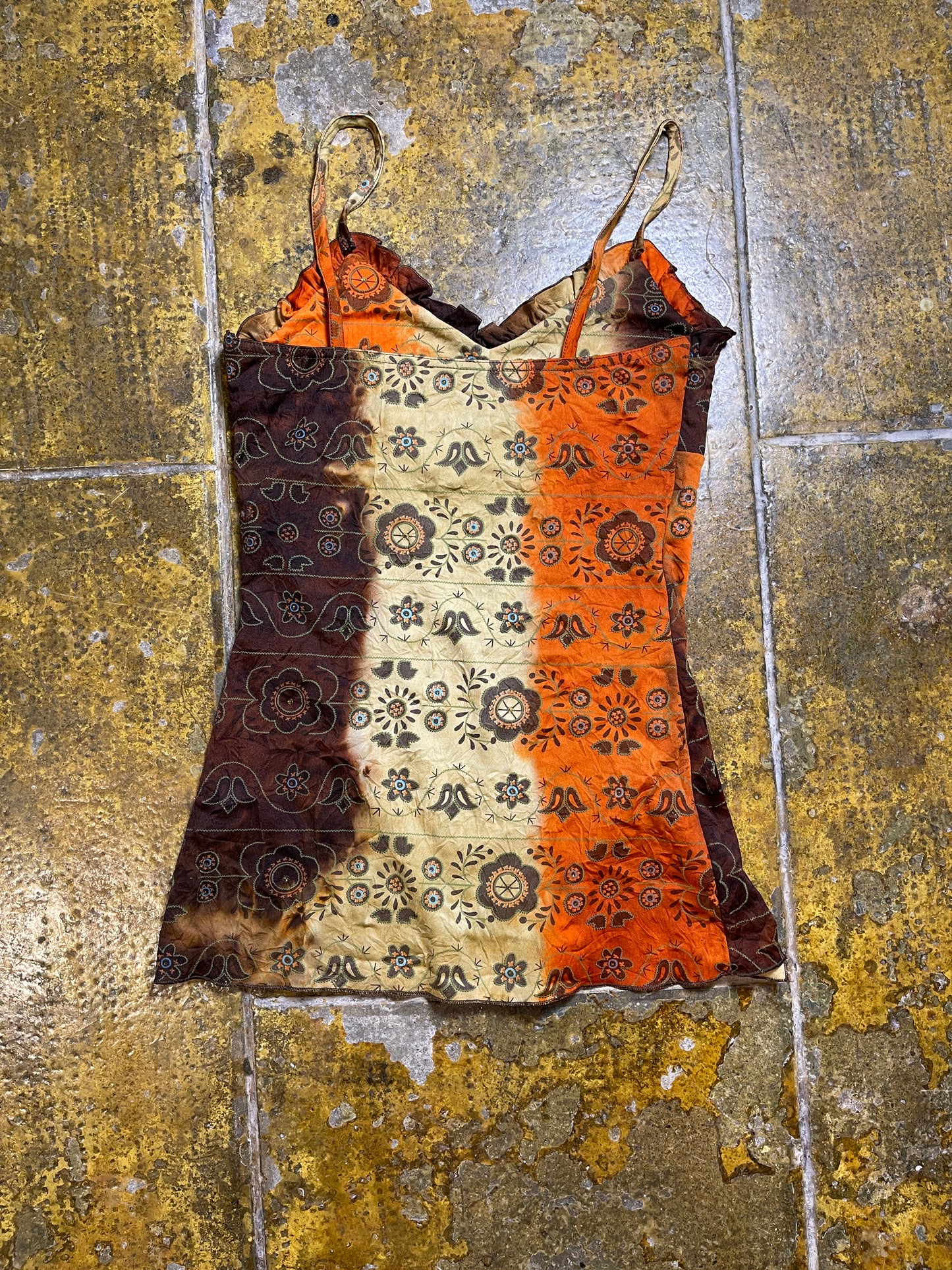 Cache Cache Sleeveless Top Brown Orange 2000s y2k - M