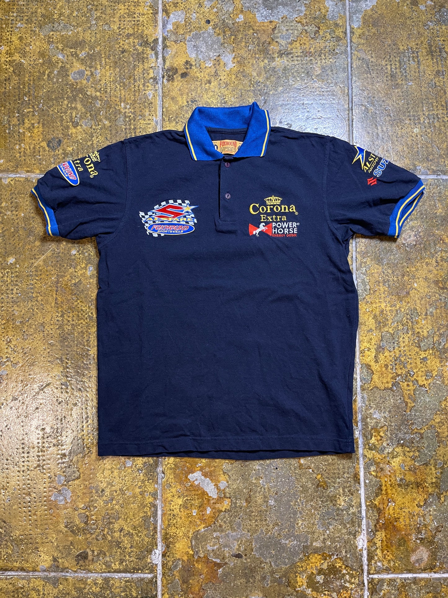 Foxhound Suzuki AlStare Corona Beer Racing Polo Shirt Navy 2000s y2k - S/M