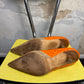 Y2k Carolina Herrera Monogram Canvas Ostrich Trim Pump Heels Beige Orange - 39
