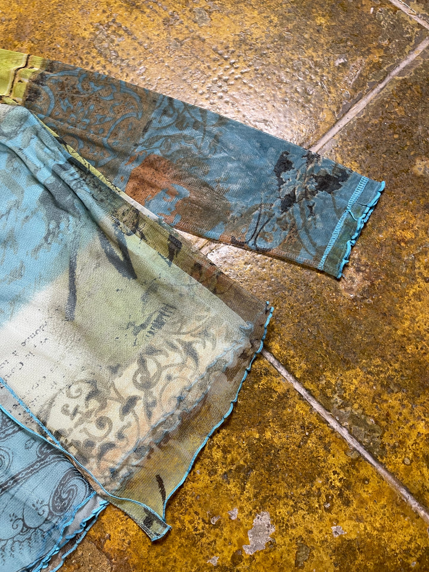 Long Sleeve See Through Top Turquoise 2000s y2k Fairy - XL