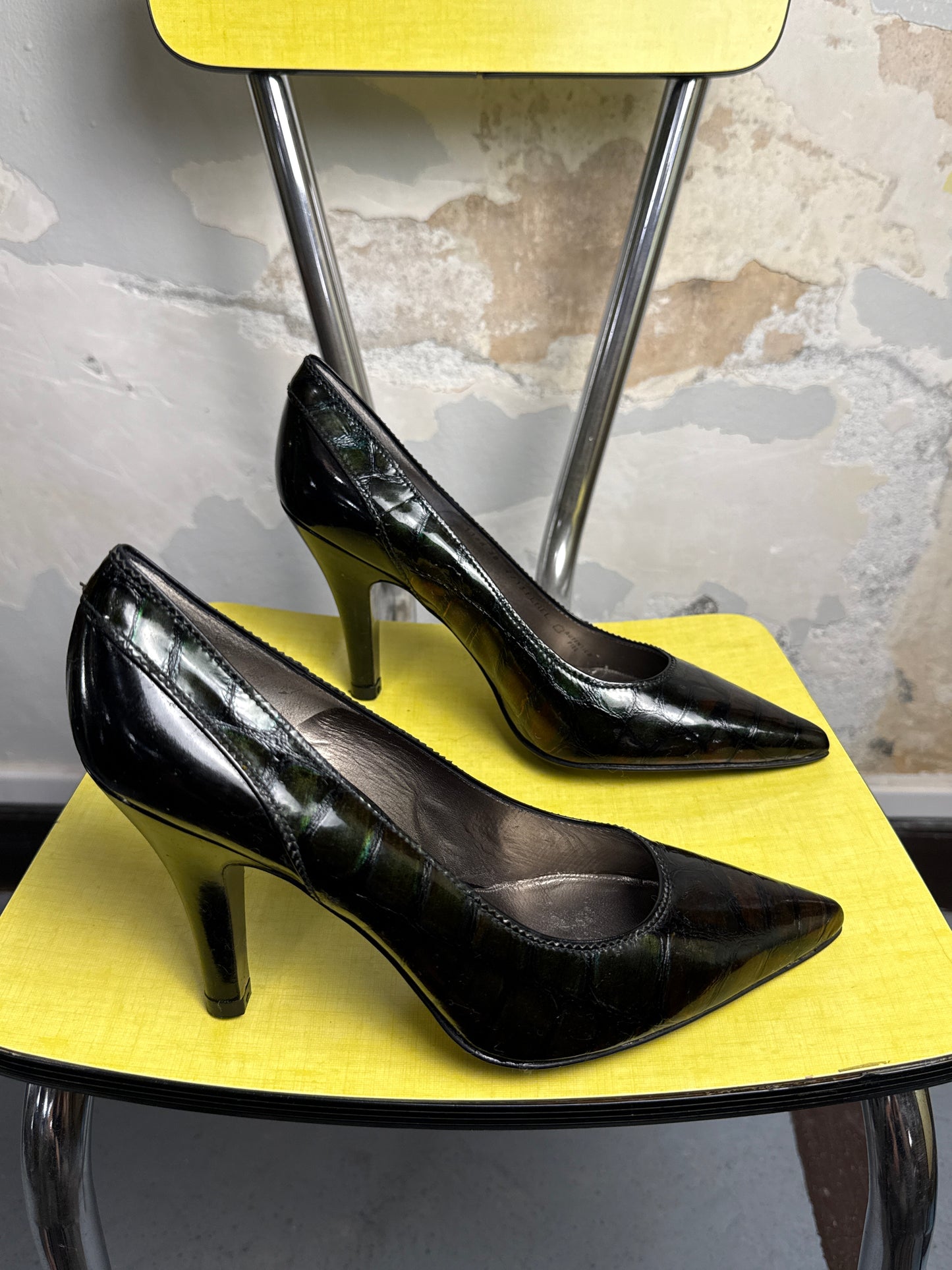 Y2k Balenciaga by Nicolas Ghesquière Pointed Toe Iridescent Camo Patent Pumps - 38