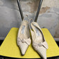 Vintage 80s / 90s Balenciaga Leather Slingback Bow Pumps Off White - 38