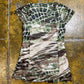 Jacqueline Riu Short Sleeve Top Green Brown 2000s y2k - M