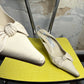 Vintage 80s / 90s Balenciaga Leather Slingback Bow Pumps Off White - 38