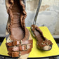 Y2k Burberry House Check Bridle Falcony Scrunch Ballet Flats Brown Tones - 36
