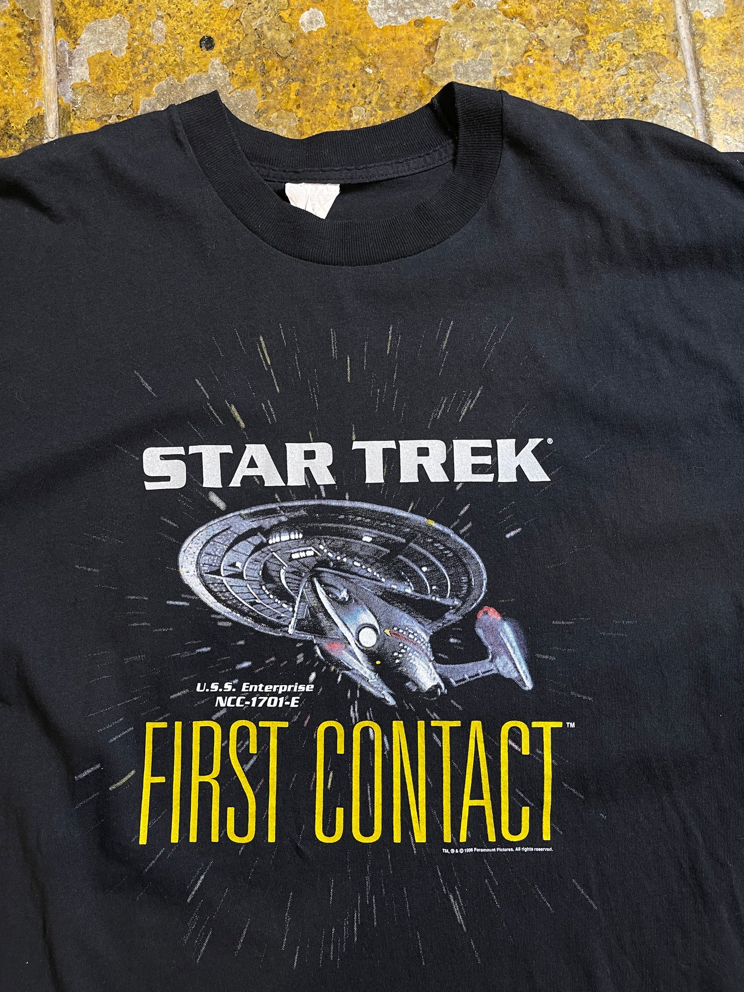 Vintage Star Trek First Contact 1996 T-Shirt Black - XL