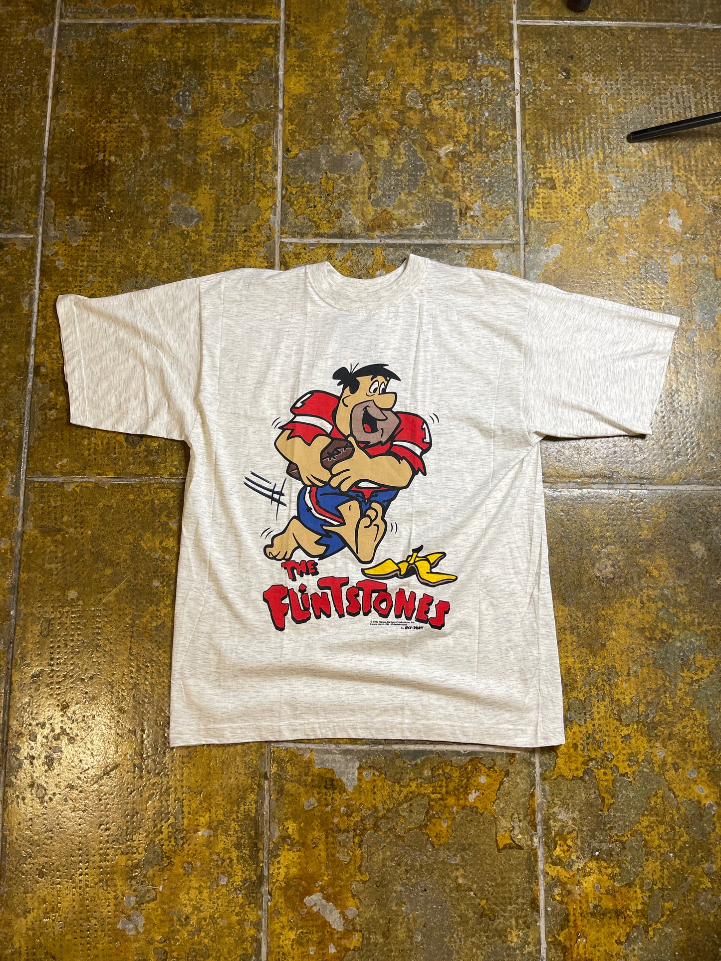 The Flintstones Football Fred T-Shirt White Gray 1993 - XL