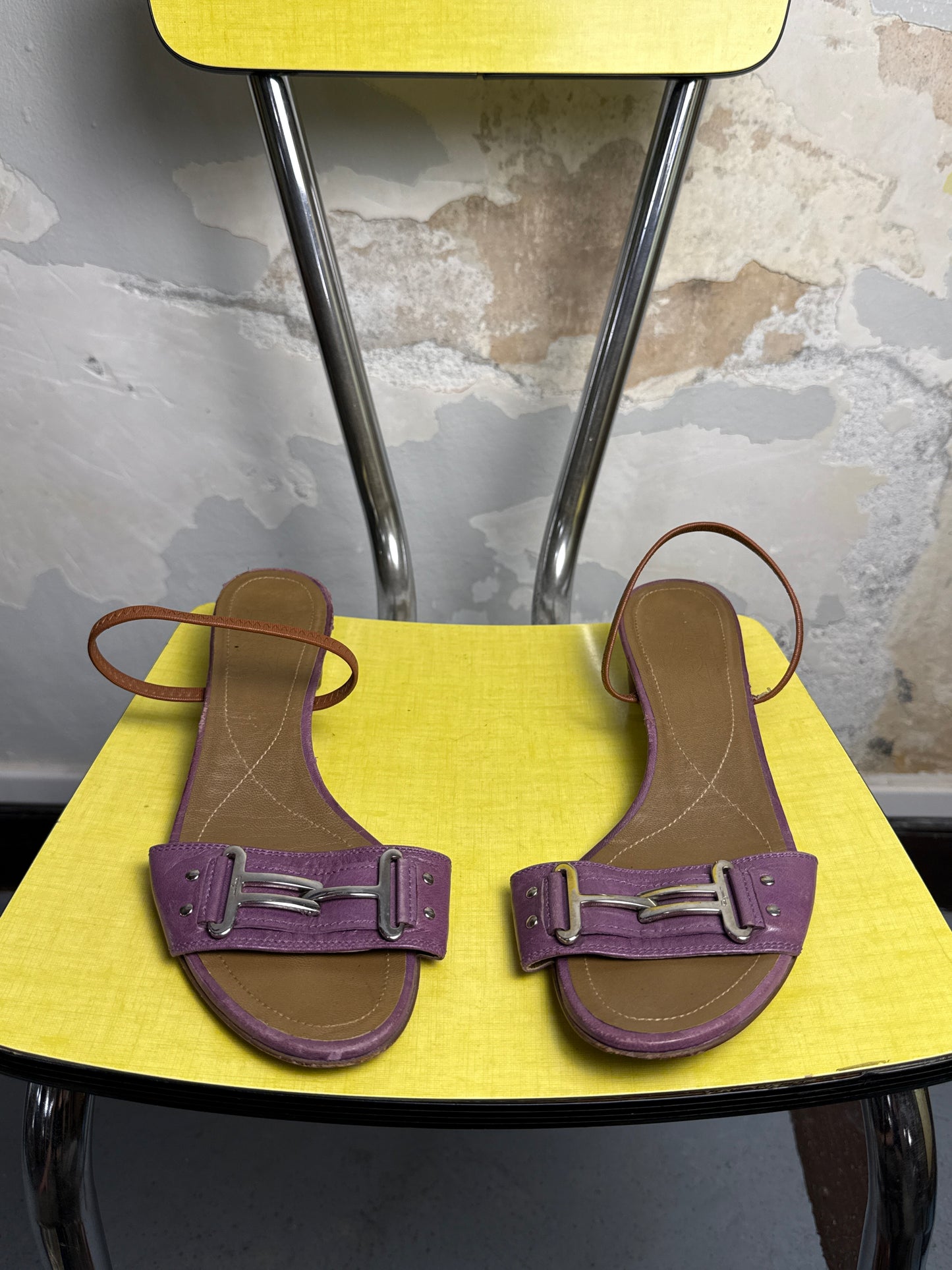 Vintage 90s / 2000s Ferragamo Glory Strappy Kitten Heels Lilac - 39